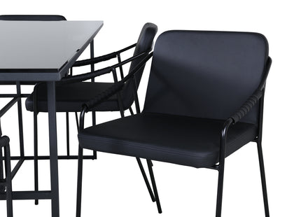 Venture Home Tvist & Leif Matstolar 2-pack Svart + Rektangulära Matbord 200 x 90 Svart