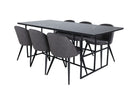 Venture Home Leif & Velvet Rektangulära Matbord 200 x 90 Svart + Matstolar 2-pack Grå