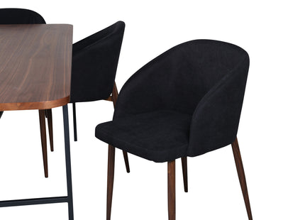 Venture Home Arch & Uno Matstolar 2-pack Svart + Rektangulära Matbord 200 x 90 Nature