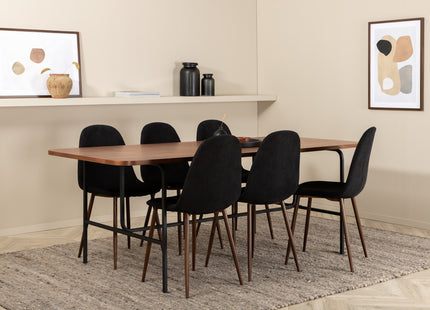Venture Home Uno & Polar Rektangulära Matbord 200 x 90 Nature + Matstolar 2-pack Svart