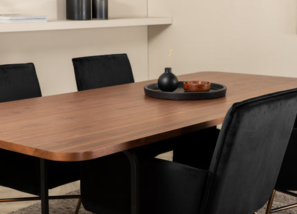Venture Home Petra & Uno Matstolar Svart + Rektangulära Matbord 200 x 90 Nature