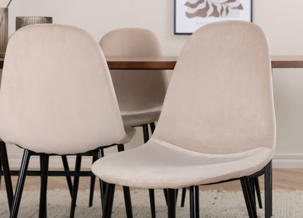Venture Home Uno & Polar Rektangulära Matbord 200 x 90 Nature + Matstolar 2-pack Beige