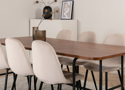 Venture Home Uno & Polar Rektangulära Matbord 200 x 90 Nature + Matstolar 2-pack Beige