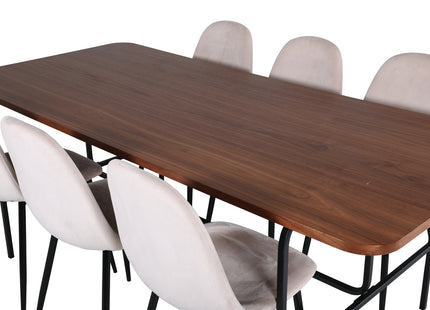 Venture Home Uno & Polar Rektangulära Matbord 200 x 90 Nature + Matstolar 2-pack Beige