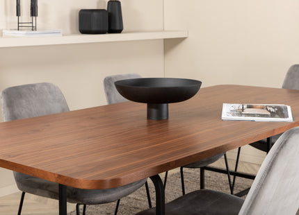 Venture Home Muce & Uno Matstolar 2-pack Grå + Rektangulära Matbord 200 x 90 Nature