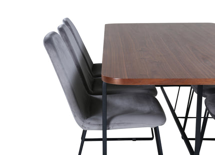 Venture Home Muce & Uno Matstolar 2-pack Grå + Rektangulära Matbord 200 x 90 Nature