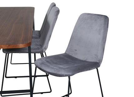 Venture Home Muce & Uno Matstolar 2-pack Grå + Rektangulära Matbord 200 x 90 Nature