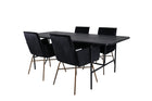 Venture Home Petra & Uno Matstolar Svart + Rektangulära Matbord 200 x 90 Svart
