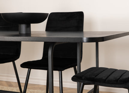 Venture Home Uno & Windu Rektangulära Matbord 200 x 90 Svart + Matstolar 2-pack Svart