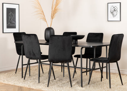 Venture Home Uno & Windu Rektangulära Matbord 200 x 90 Svart + Matstolar 2-pack Svart