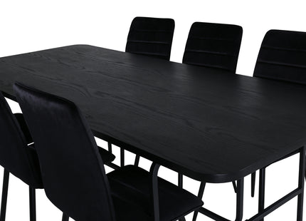 Venture Home Uno & Windu Rektangulära Matbord 200 x 90 Svart + Matstolar 2-pack Svart