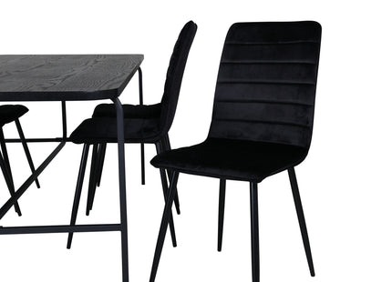 Venture Home Uno & Windu Rektangulära Matbord 200 x 90 Svart + Matstolar 2-pack Svart