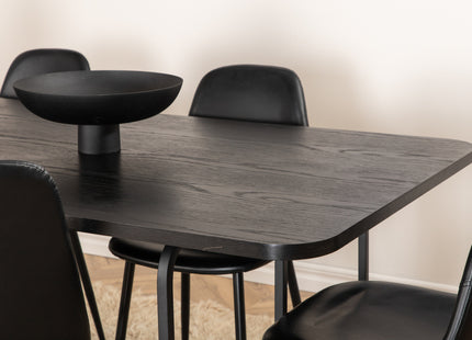 Venture Home Uno & Polar Rektangulära Matbord 200 x 90 Svart + Matstolar 2-pack Svart