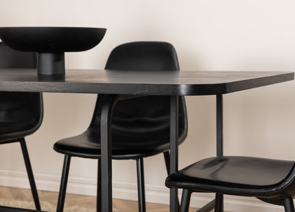 Venture Home Uno & Polar Rektangulära Matbord 200 x 90 Svart + Matstolar 2-pack Svart