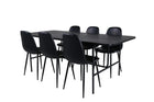 Venture Home Uno & Polar Rektangulära Matbord 200 x 90 Svart + Matstolar 2-pack Svart