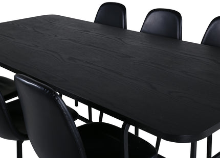 Venture Home Uno & Polar Rektangulära Matbord 200 x 90 Svart + Matstolar 2-pack Svart