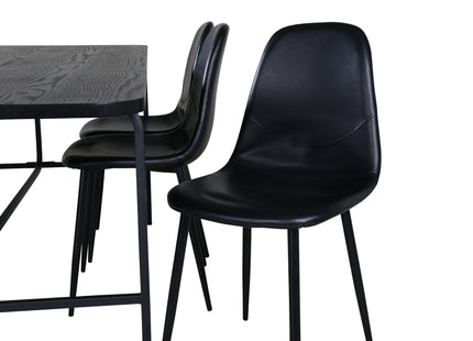 Venture Home Uno & Polar Rektangulära Matbord 200 x 90 Svart + Matstolar 2-pack Svart