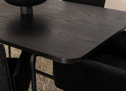 Venture Home Petra & Uno Matstolar Svart + Rektangulära Matbord 200 x 90 Svart