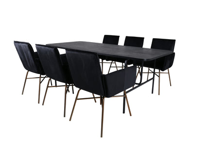 Venture Home Petra & Uno Matstolar Svart + Rektangulära Matbord 200 x 90 Svart