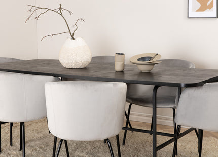 Venture Home Berit & Uno Matstolar Grå + Rektangulära Matbord 200 x 90 Svart