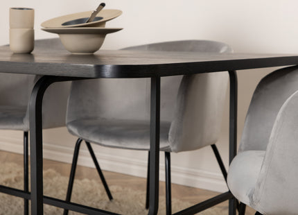 Venture Home Berit & Uno Matstolar Grå + Rektangulära Matbord 200 x 90 Svart
