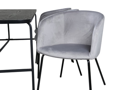 Venture Home Berit & Uno Matstolar Grå + Rektangulära Matbord 200 x 90 Svart