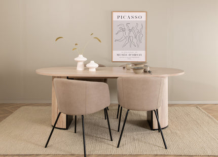Venture Home Berit & Bianca Matstolar Beige + Ovala Matbord 200 x 90 Whitewash