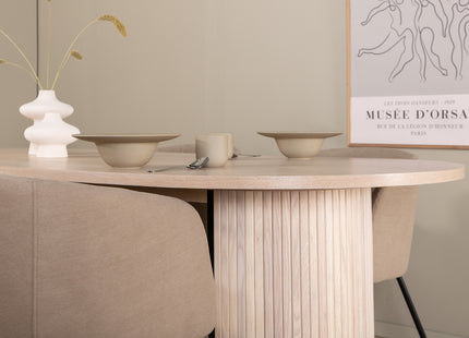 Venture Home Berit & Bianca Matstolar Beige + Ovala Matbord 200 x 90 Whitewash