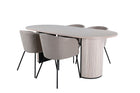 Venture Home Berit & Bianca Matstolar Beige + Ovala Matbord 200 x 90 Whitewash