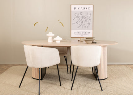 Venture Home Berit & Bianca Matstolar Beige + Ovala Matbord 200 x 90 Whitewash