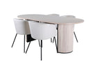 Venture Home Berit & Bianca Matstolar Beige + Ovala Matbord 200 x 90 Whitewash
