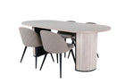 Venture Home Bianca & Velvet Ovala Matbord 200 x 90 Whitewash + Matstolar 2-pack Beige