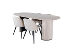 Venture Home Bianca & Velvet Ovala Matbord 200 x 90 Whitewash + Matstolar 2-pack Beige