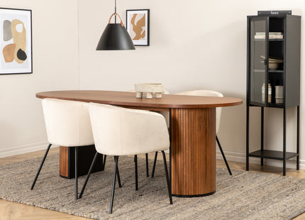 Venture Home Berit & Bianca Matstolar Beige + Ovala Matbord 200 x 90 Valnöt