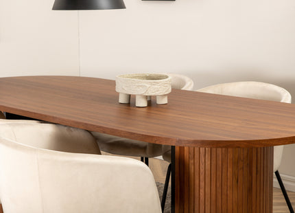 Venture Home Berit & Bianca Matstolar Beige + Ovala Matbord 200 x 90 Valnöt