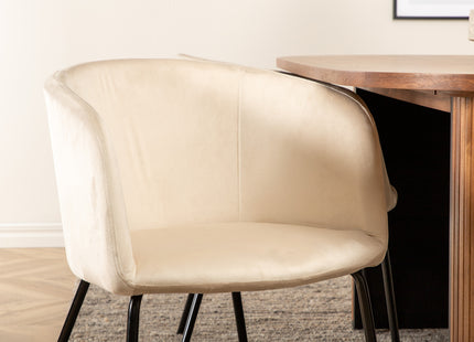 Venture Home Berit & Bianca Matstolar Beige + Ovala Matbord 200 x 90 Valnöt