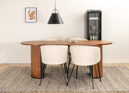 Venture Home Berit & Bianca Matstolar Beige + Ovala Matbord 200 x 90 Valnöt