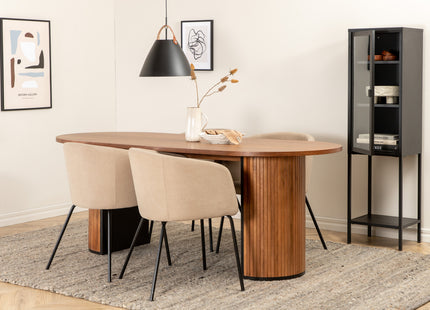 Venture Home Berit & Bianca Matstolar Beige + Ovala Matbord 200 x 90 Valnöt