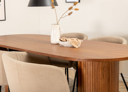 Venture Home Berit & Bianca Matstolar Beige + Ovala Matbord 200 x 90 Valnöt