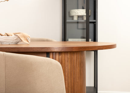 Venture Home Berit & Bianca Matstolar Beige + Ovala Matbord 200 x 90 Valnöt