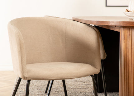 Venture Home Berit & Bianca Matstolar Beige + Ovala Matbord 200 x 90 Valnöt