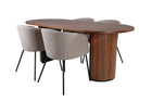 Venture Home Berit & Bianca Matstolar Beige + Ovala Matbord 200 x 90 Valnöt