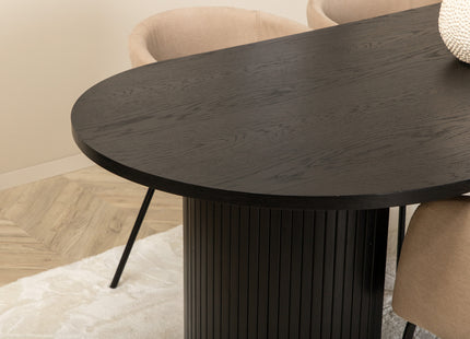 Venture Home Berit & Bianca Matstolar Beige + Ovala Matbord 200 x 90 Svart