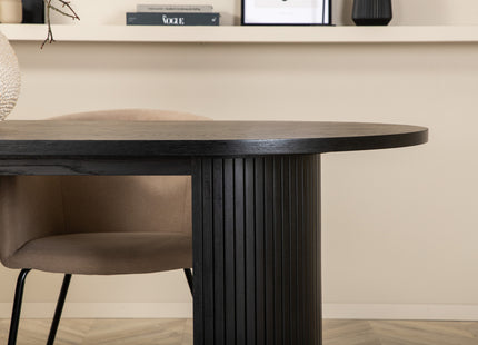 Venture Home Berit & Bianca Matstolar Beige + Ovala Matbord 200 x 90 Svart