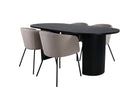 Venture Home Berit & Bianca Matstolar Beige + Ovala Matbord 200 x 90 Svart