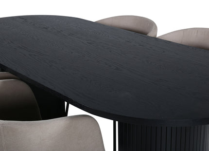 Venture Home Berit & Bianca Matstolar Beige + Ovala Matbord 200 x 90 Svart