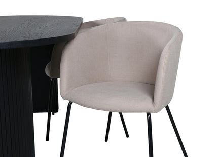 Venture Home Berit & Bianca Matstolar Beige + Ovala Matbord 200 x 90 Svart
