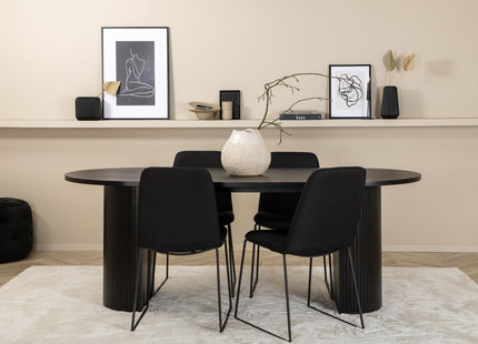 Venture Home Muce & Bianca Matstolar 2-pack Svart + Ovala Matbord 200 x 90 Svart