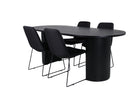 Venture Home Muce & Bianca Matstolar 2-pack Svart + Ovala Matbord 200 x 90 Svart