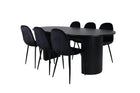 Venture Home Bianca & Polar Ovala Matbord 200 x 90 Svart + Matstolar 2-pack Svart